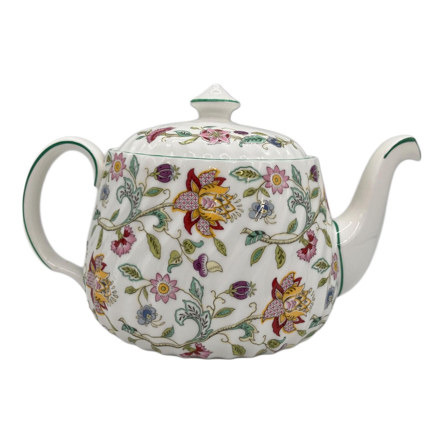 MINTON (ミントン) ティーポット 花柄/ホワイト×グリーン ハドンホール