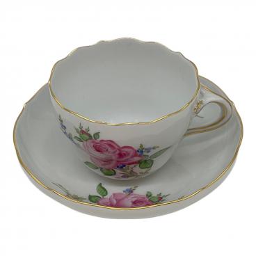 Meissen (マイセン) デミタスカップ&ソーサー ピンクのバラ