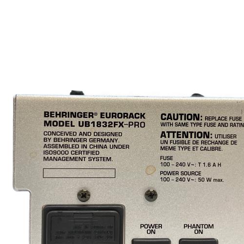 BEHRINGER PAミキサー EURORACK UB1832FX-PRO 通電確認のみ
