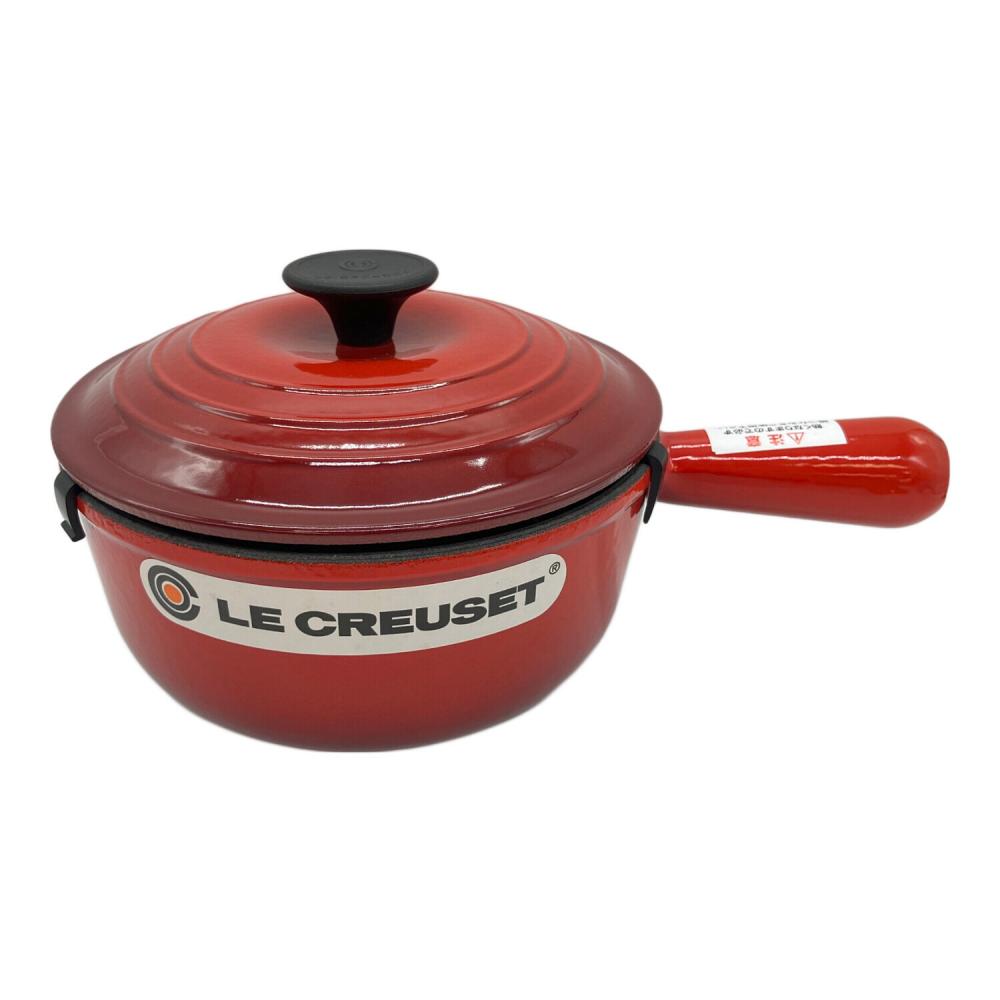 【未使用】Le Creuset ルクルーゼ 片手鍋 ソースパン ホーロー鍋レッド LE CREUSET (ルクルーゼ) 片手鍋 18cm チェリーレッド ソースパン
