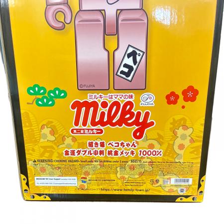 MEDICOM TOY - MEDICOM TOY メディコムトイ BE@RBRICK 招き猫 ペコちゃん 金運ダブル小判 桃金メッキ 1000% ベアブリック フィギュア トイ BEAR BRICK (ベアブリック) 招き猫ペコちゃん 金運ダブル小判 桃