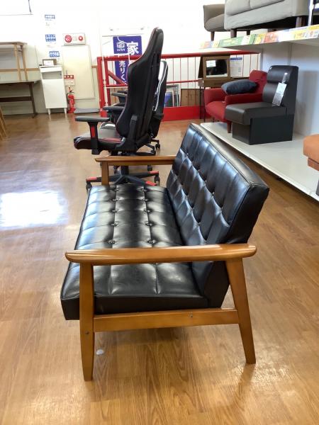 カリモク60 (カリモクロクマル) Kチェア2シーター ブラック×ブラウン 1