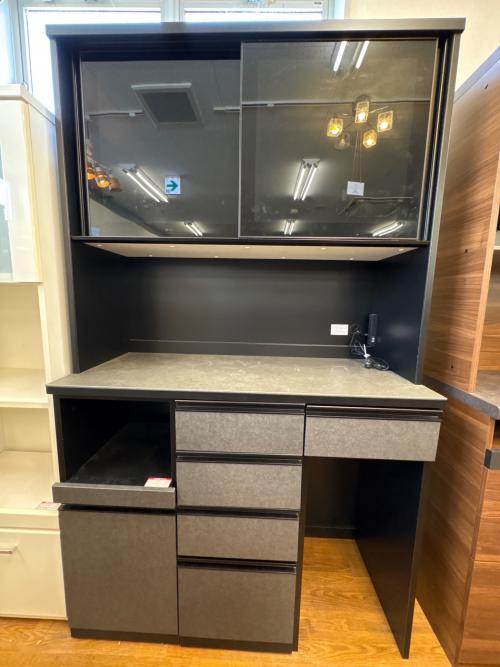 ニトリ キッチンボード グレー×ブラック 幅120cm×高さ200cm レンジ台付 リガーレ