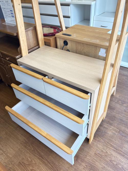 ニトリ ワードローブ ナチュラル×ホワイト 129 3段引き出し付き ニーズ