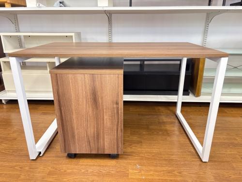 fantoni ufficio ワークデスク ブラウン×ホワイト ハイセンカバー有 303 ワゴン付（カギ付き）