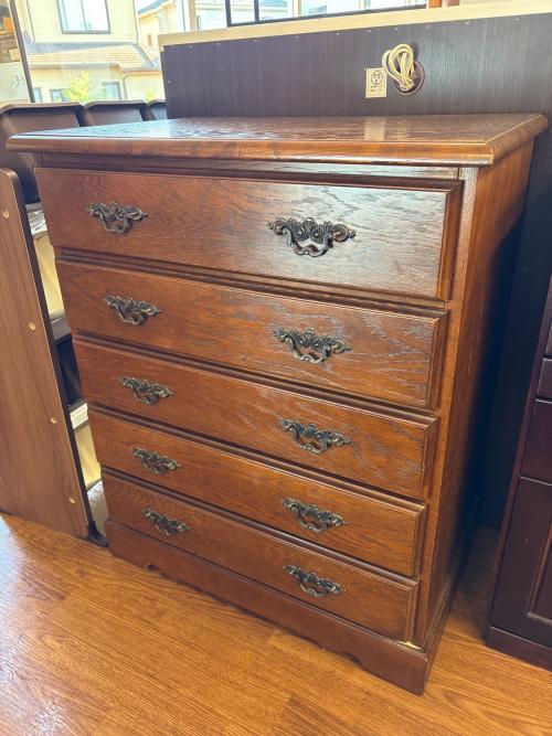 5段チェスト ブラウン アンティーク調 147 ロータイプ