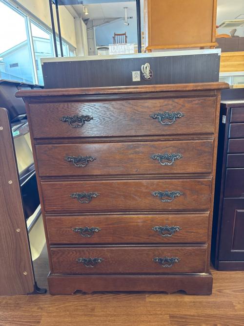 5段チェスト ブラウン アンティーク調 147 ロータイプ