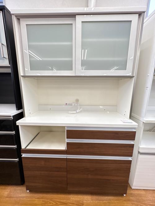 Pamouna (パモウナ) レンジボード ホワイト×ブラウン 2枚扉