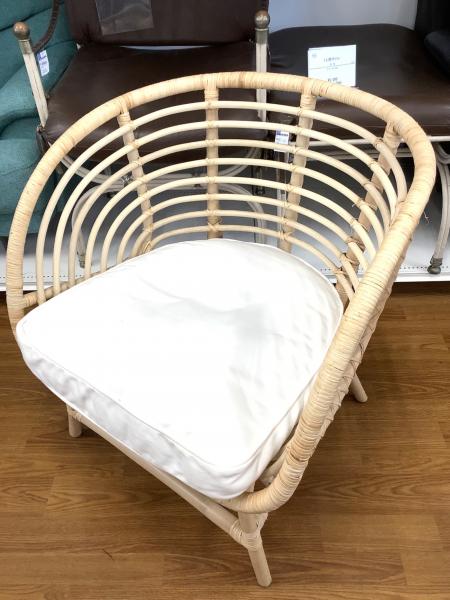 IKEA (イケア) ラタンチェア ナチュラル×ホワイト 1人掛け BUSKBO