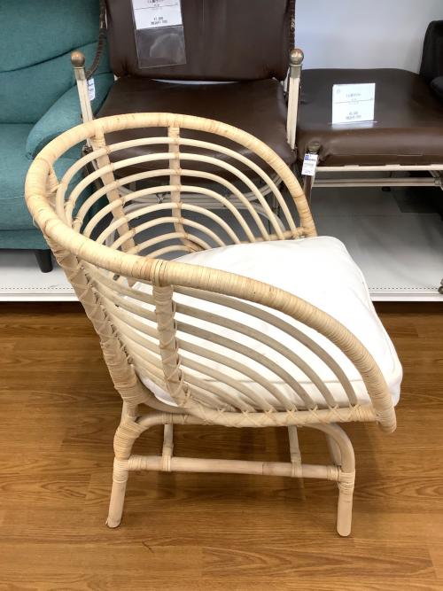 IKEA (イケア) ラタンチェア ナチュラル×ホワイト 1人掛け BUSKBO