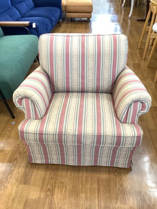 1人掛けソファー ベージュ×レッド 129 ファブリック