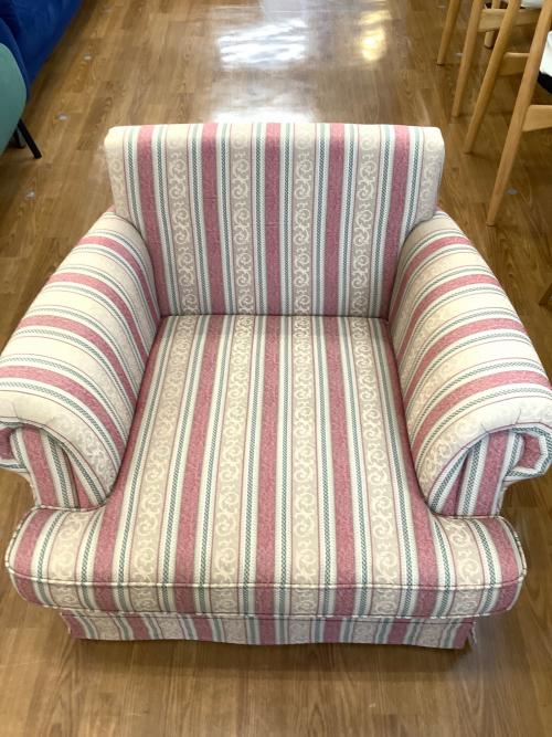 1人掛けソファー ベージュ×レッド 129 ファブリック