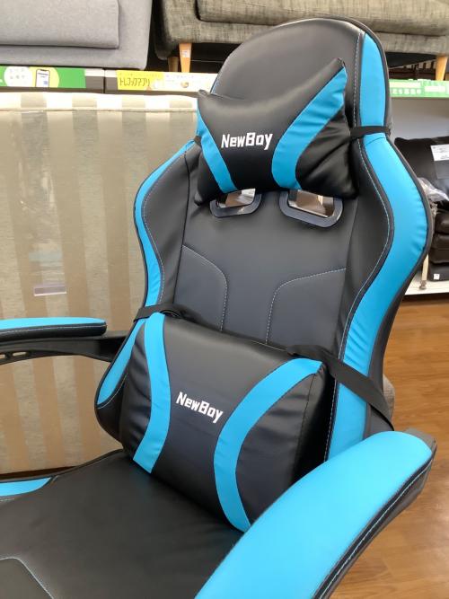 NEWBOY ゲーミングチェア ブラック×ブルー 296 フットレスト・キャスター付