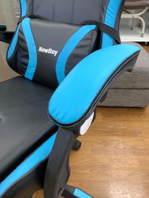 NEWBOY ゲーミングチェア ブラック×ブルー 296 フットレスト・キャスター付