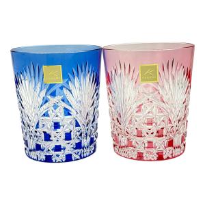 KAGAMI CRYSTAL (カガミクリスタル) 江戸切子 TPS370-2943AB ペアロックグラス 2Pセット