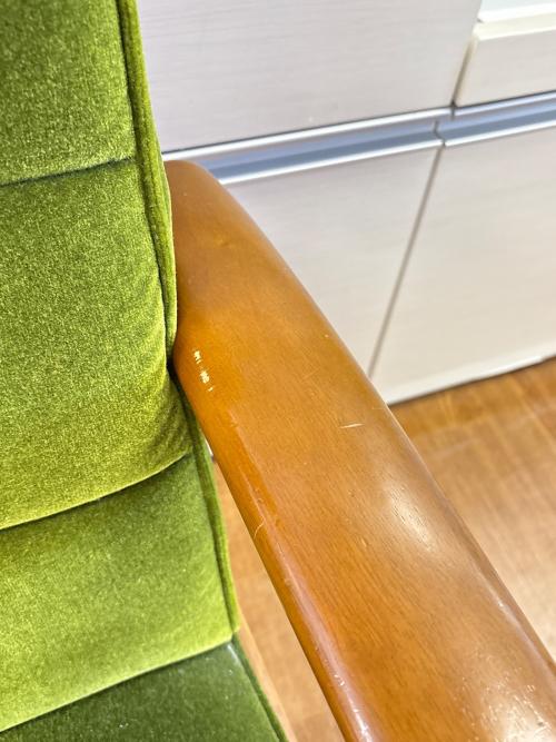 カリモク60 (カリモクロクマル) 1人掛けソファー 35 モケットグリーン Kチェア