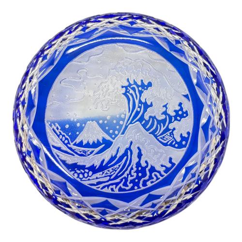 江戸切子 ガラス皿 神奈川沖波裏 木村泰典氏