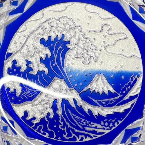江戸切子 ガラス皿 神奈川沖波裏 木村泰典氏