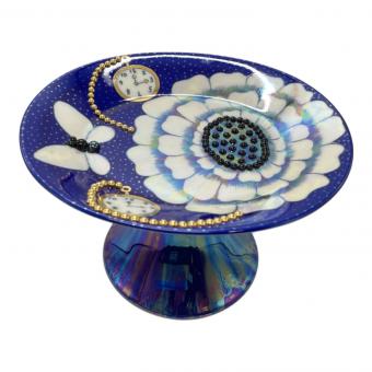 ARABIA (アラビア) 脚付プレート Birger Kaipiainen コバルトブルー §