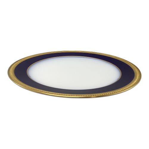 大倉陶園 (オオクラトウエン) ミート皿 26cm ロイヤルブルークラウン (瑠璃エンボス)