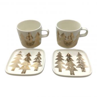 marimekko (マリメッコ) マグカップ＆プレートセット ホワイト×ゴールド KUUSIKOSSA MUG&PLATE SET
