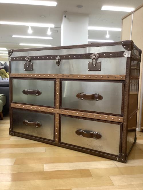 HALO (ハロ) 3段チェスト シルバー×ブラウン ETON MEDIUM CHEST BRUSHED STEEL 41 2段引き出し 1枚扉