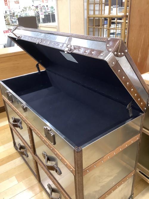 HALO (ハロ) 3段チェスト シルバー×ブラウン ETON MEDIUM CHEST BRUSHED STEEL 41 2段引き出し 1枚扉