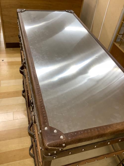 HALO (ハロ) 3段チェスト シルバー×ブラウン ETON MEDIUM CHEST BRUSHED STEEL 41 2段引き出し 1枚扉