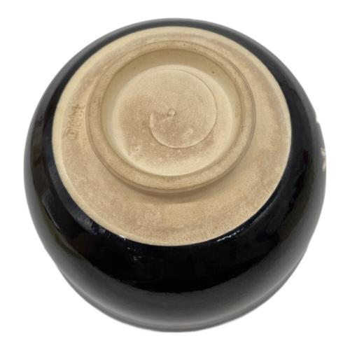 抹茶碗 ブラック 英香 色絵海松貝▲