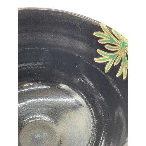 抹茶碗 ブラック 英香 色絵海松貝▲