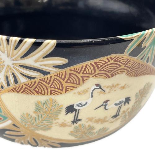 抹茶碗 ブラック 英香 色絵海松貝▲