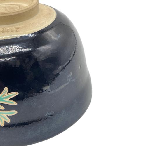 抹茶碗 ブラック 英香 色絵海松貝▲