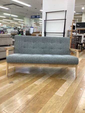 2人掛けソファー ナチュラル×グレー 12 ファブリック