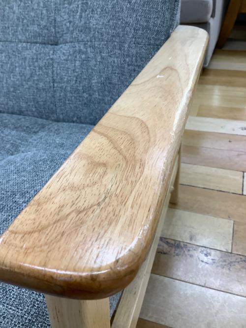 2人掛けソファー ナチュラル×グレー 12 ファブリック