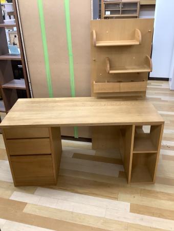 飛騨産業 (ヒダサンギョウ) 袖デスク ナチュラル 212 3段引き出し・本棚付 ME314BD