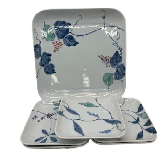 橘吉 (タチキチ) 取分け揃え ホワイト×グリーン はなぞめ 小皿5P 大皿1P