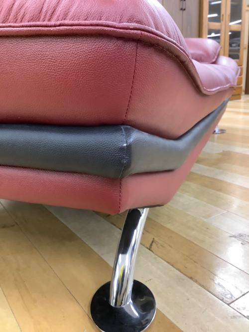ニトリ 3人掛けソファー レッド 46 半革