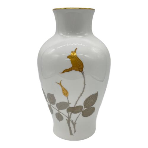 大倉陶園 (オオクラトウエン) 花瓶 金蝕バラ ホワイト×ゴールド 28㎝ ▲