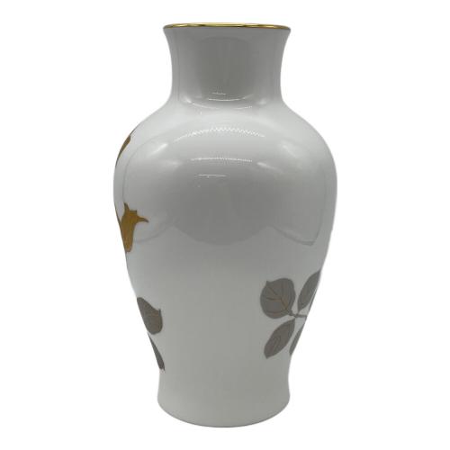 大倉陶園 (オオクラトウエン) 花瓶 金蝕バラ ホワイト×ゴールド 28㎝ ▲