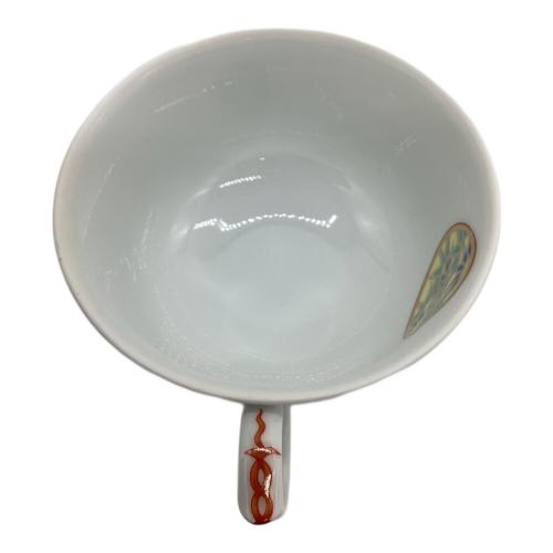 深川製磁 (フカガワセイジ) カップ&ソーサー ▲ グリーン 寿赤絵