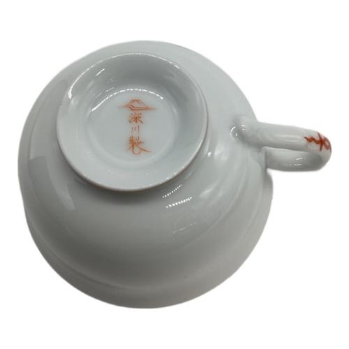 深川製磁 (フカガワセイジ) カップ&ソーサー ▲ グリーン 寿赤絵