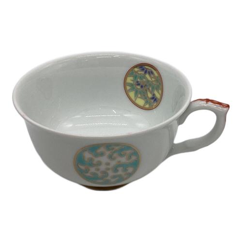 深川製磁 (フカガワセイジ) カップ&ソーサー ▲ グリーン 寿赤絵