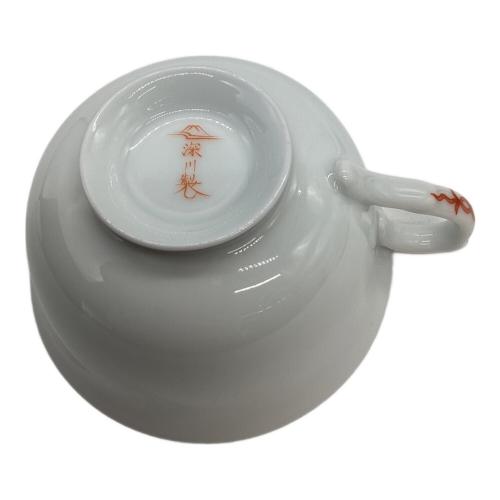 深川製磁 (フカガワセイジ) カップ&ソーサー ▲ グリーン 寿赤絵