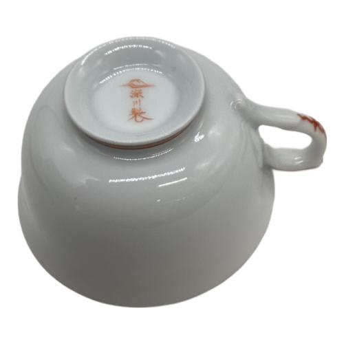 深川製磁 (フカガワセイジ) カップ&ソーサー ▲ オレンジ 寿赤絵