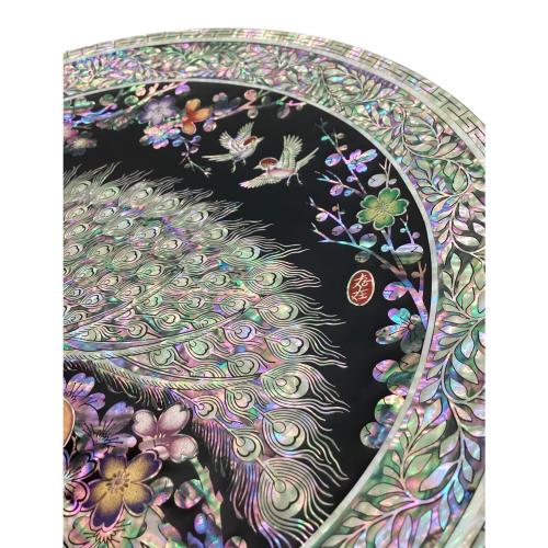 飾り皿 螺鈿細工 クジャク ▲