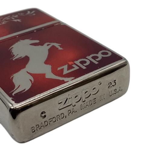 ZIPPO (ジッポ) ホースデザイン シルエット レッド 2023年製 TiSV HOSE-MRD