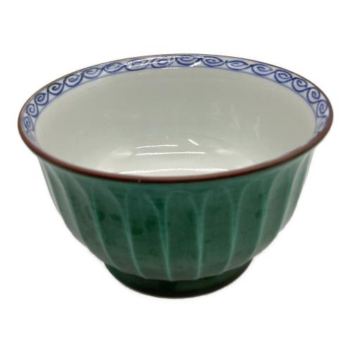 平安緑翠 (ヘイアンリョクスイ) お茶呑茶碗 ▲ 青交趾ソギ