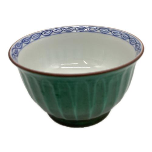 平安緑翠 (ヘイアンリョクスイ) お茶呑茶碗 ▲ 青交趾ソギ