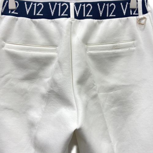 V12 (ヴィトゥエルブ) ゴルフパンツ V122120-PN01 LIB LOGO PANTS メンズ SIZE Free ホワイト×ブラック