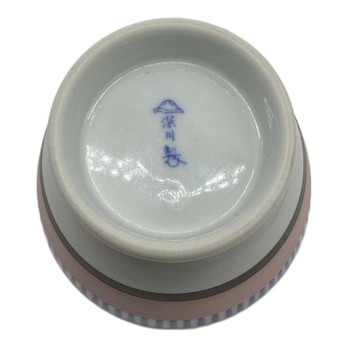 深川製磁 (フカガワセイジ) 湯呑み ピンク×ネイビー ボーダー柄 A・Wピッコロ